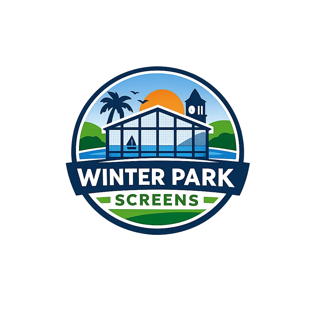 Winter Park Screens logo featuring screen enclosure and Winter Park landmarks, FL